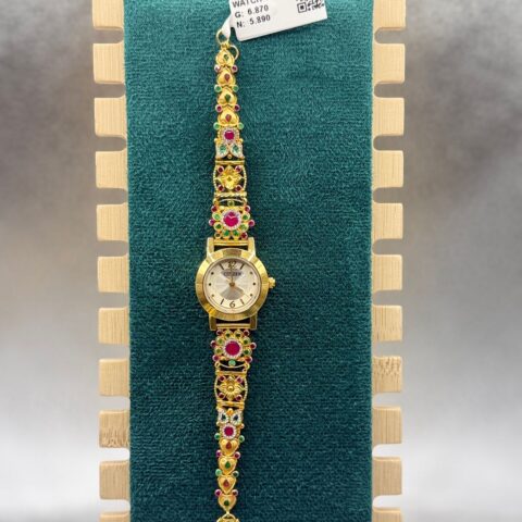 Antique gold watch with pink pearls