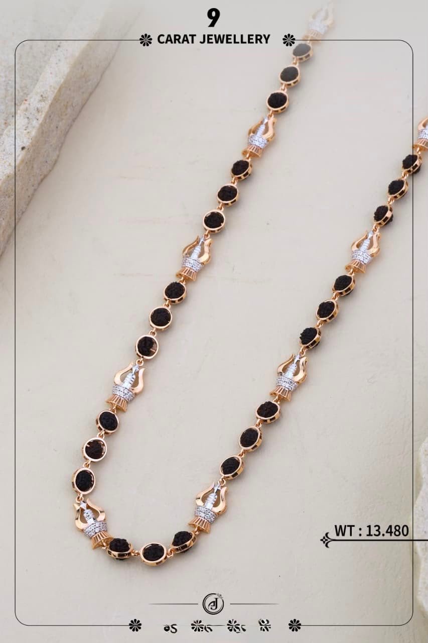 9 ct rudraksha mala with trishul